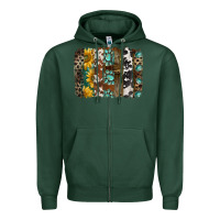 Sports Green western handdrawn patterns brushstrokes Zipper Hoodie - BarkalooDesign