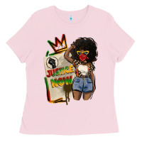 Bubblegum Pink juneteenth justice now Ladies Tee - CowGirlArtShop