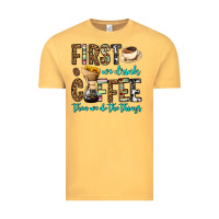 Vintage Mustard first we drink coffee then we do the things Vintage Tee - OliviaCreatesArt