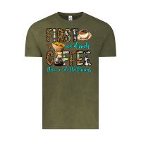 Vintage Olive first we drink coffee then we do the things Vintage Tee - OliviaCreatesArt