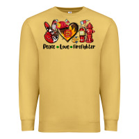 Antique Gold peace love firefighter Premium Sweatshirt - AdoDesignShop