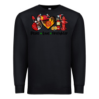 Black peace love firefighter Premium Sweatshirt - AdoDesignShop
