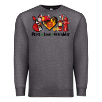 Charcoal Heather peace love firefighter Premium Sweatshirt - AdoDesignShop
