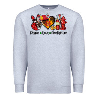 Heather Grey peace love firefighter Premium Sweatshirt - AdoDesignShop
