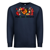 Navy peace love firefighter Premium Sweatshirt - AdoDesignShop