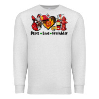 Oatmeal Heather peace love firefighter Premium Sweatshirt - AdoDesignShop