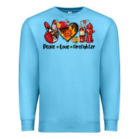 Ocean Blue peace love firefighter Premium Sweatshirt - AdoDesignShop