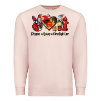 Pale Pink peace love firefighter Premium Sweatshirt - AdoDesignShop