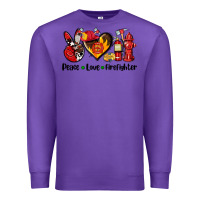 Purple peace love firefighter Premium Sweatshirt - AdoDesignShop