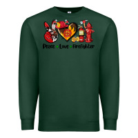 Sports Green peace love firefighter Premium Sweatshirt - AdoDesignShop