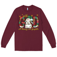 Burgundy with god all things are possible with snowman bbs Long Sleeve Tee - BundleAndBundleShop