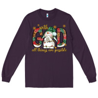 Plum with god all things are possible with snowman bbs Long Sleeve Tee - BundleAndBundleShop
