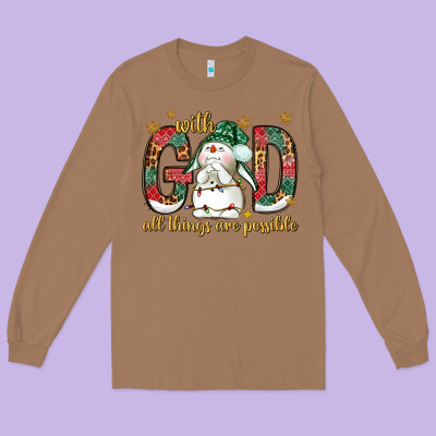 With God All Things Are Possible With Snowman Bbs Long Sleeve Tee Designed By Bundleandbundleshop