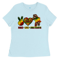Baby Blue peace love juneteenth Ladies Tee - CowGirlArtShop