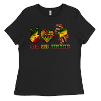 Black peace love juneteenth Ladies Tee - CowGirlArtShop