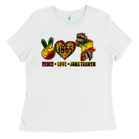 White peace love juneteenth Ladies Tee - CowGirlArtShop