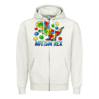 Oatmeal Heather autism rex Zipper Hoodie - BarkalooDesign