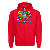 Red autism rex Zipper Hoodie - BarkalooDesign