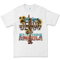 White She loves Jesus and America too sunflower Premium Tee - HowdyJamesFarm