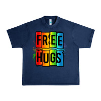 Navy free hugs Urban Heavy Tee - OliviaCreatesArt