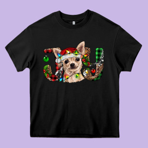 Christmas Chihuahua Joy Heavy Core Tee Designed By Ranaportraitstore