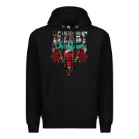 Black merry christmas bull skull Premium Hoodie - CowhideDigitalArt