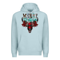 Blue Mist merry christmas bull skull Premium Hoodie - CowhideDigitalArt
