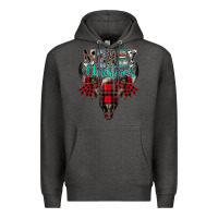 Charcoal Heather merry christmas bull skull Premium Hoodie - CowhideDigitalArt