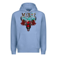 Colony Blue merry christmas bull skull Premium Hoodie - CowhideDigitalArt
