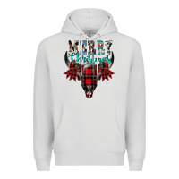 Dove Grey merry christmas bull skull Premium Hoodie - CowhideDigitalArt