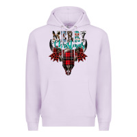 Lilac merry christmas bull skull Premium Hoodie - CowhideDigitalArt