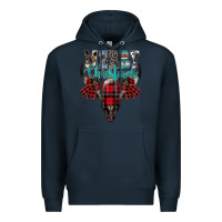 Navy merry christmas bull skull Premium Hoodie - CowhideDigitalArt