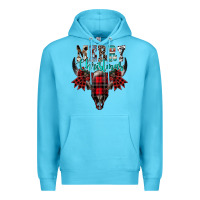 Ocean Blue merry christmas bull skull Premium Hoodie - CowhideDigitalArt