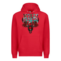 Red merry christmas bull skull Premium Hoodie - CowhideDigitalArt