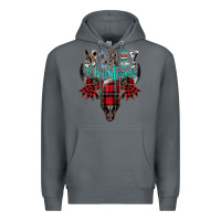 Rock merry christmas bull skull Premium Hoodie - CowhideDigitalArt