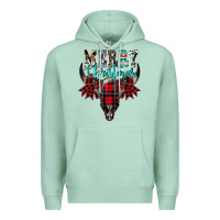 Seafoam merry christmas bull skull Premium Hoodie - CowhideDigitalArt