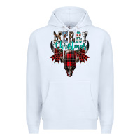 White merry christmas bull skull Premium Hoodie - CowhideDigitalArt