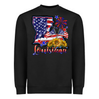 Black 4th of july  louisiana map Heavyweight Sweatshirt - BarkalooDesign