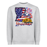 Heather Grey 4th of july  louisiana map Heavyweight Sweatshirt - BarkalooDesign
