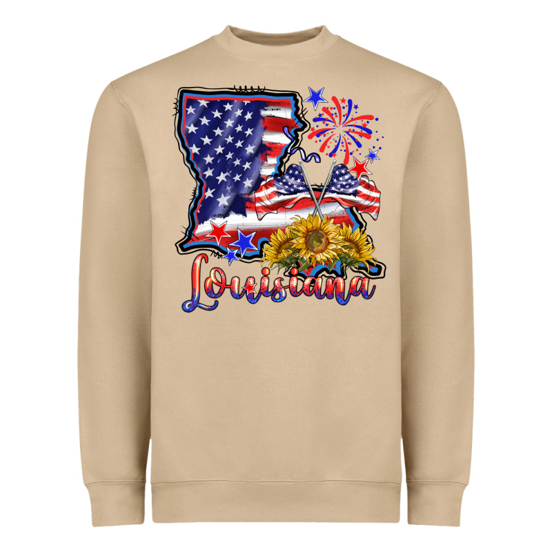 4th Of July  Louisiana Map Heavyweight Sweatshirt by BarkalooDesign | Teevron