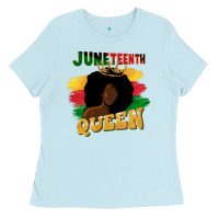 Baby Blue juneteenth queen black woman afro queen Ladies Tee - CowGirlArtShop