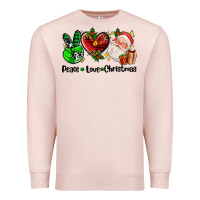 Pale Pink peace love  christmas Premium Sweatshirt - AdoDesignShop