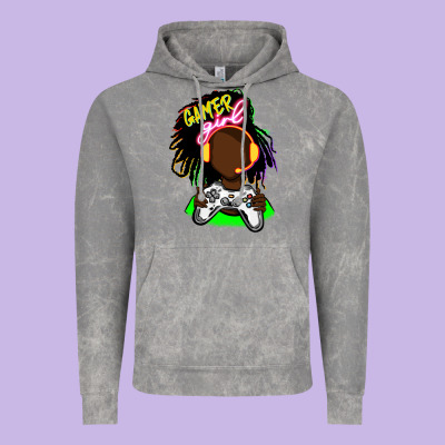 Black Gamer Girl Vintage Hoodie Designed By Fadigitalartstudio
