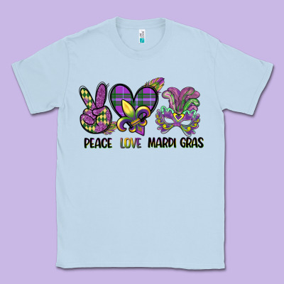 Peace Love Mardi Gras Classic Tee Designed By Cowgirlartshop