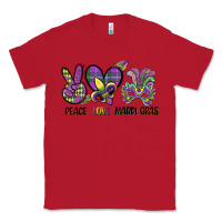 Red peace love mardi gras Classic Tee - CowGirlArtShop