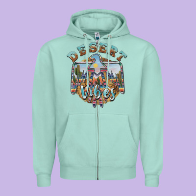 Desert Vibes Thunderbird Zipper Hoodie Designed By Barkaloodesign
