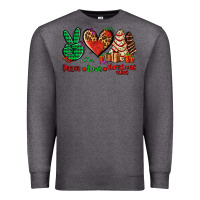 Charcoal Heather peace love Christmas cakes Premium Sweatshirt - AdoDesignShop