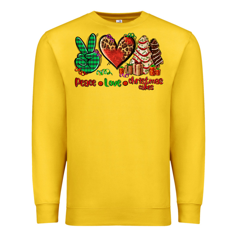 Peace Love Christmas Cakes Premium Sweatshirt by AdoDesignShop | Teevron