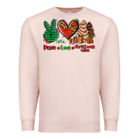 Pale Pink peace love Christmas cakes Premium Sweatshirt - AdoDesignShop