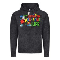 Vintage Black Living an au-some life Autism Awareness Day Vintage Hoodie - FaDigitalArtStudio
